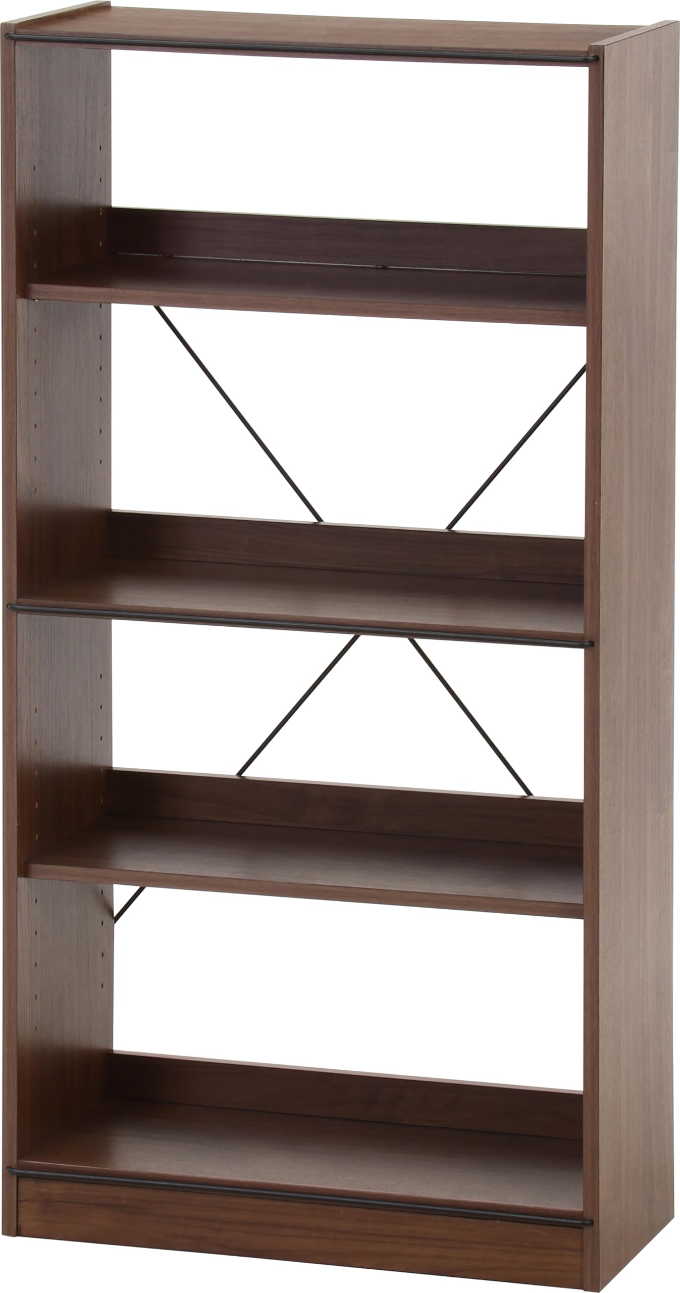 不二貿易 オープンラック4段 可動棚 幅60×奥行30.6×高さ106.5cm ミディアムブラウン EZBO 工具不要 71870