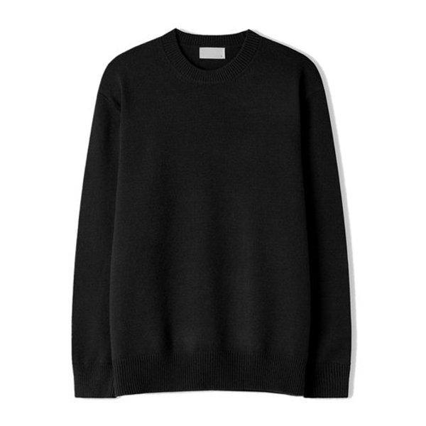 メンズ ロイ ベーシック モーダル ラウンド ニットTシャツ SG-KN-Q027-ブラック