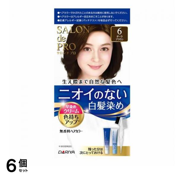 無香料ヘアカラー 早染めクリーム 白髪用 6 ダークブラウン 1組入 6個セット
