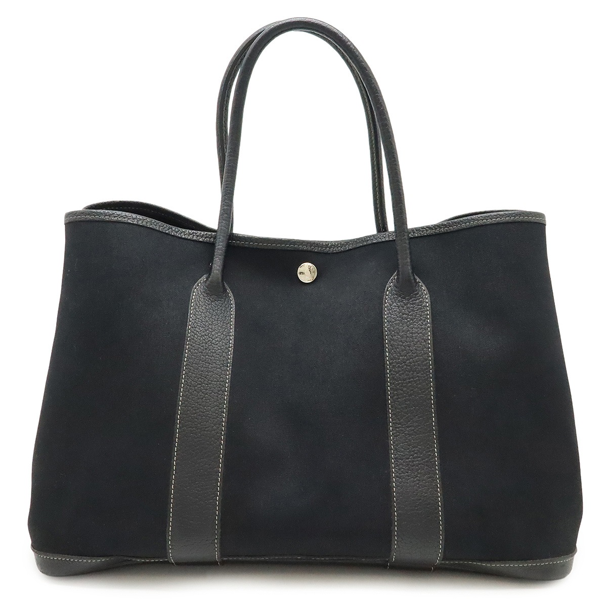 ガーデンパーティPM トートバッグ ハンドバッグ トワルオフィシエ キャンバス レザー ブラック 黒 シルバー金