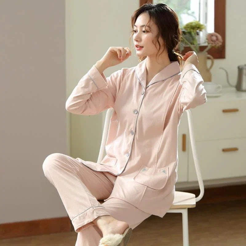 パジャマ 肌にやさしい 長袖 前開き 春向き 秋向き 素材 入院用 介護用 産後 レディース ルームウェア ナイトウェア 卒業式