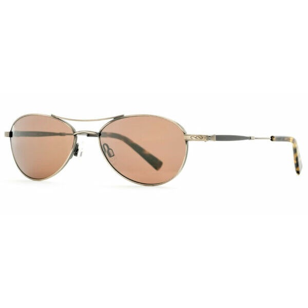 サングラス Reptile Santiago Womens Oval Polarized Sunglasses Antique Gold/Amber Brown 55 mm