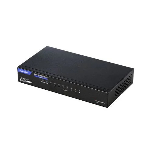 エレコム EHC-Q08MA2-HB スイッチングハブ 8ポート 全ポート2.5Gbps 金属筐体 静音ファンレス 壁掛け対応 IEEE802.3az ブラック
