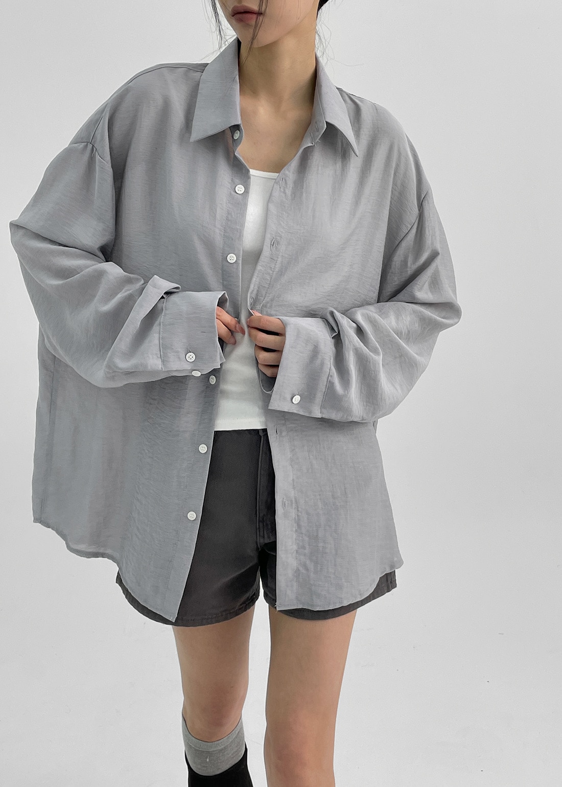 (UNISEX) エベットルーズフィットリネンシャツ