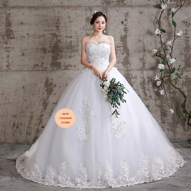 胸を拭く主なウェディングドレス新型尾引き花嫁の結婚シンプルウェディングドレス