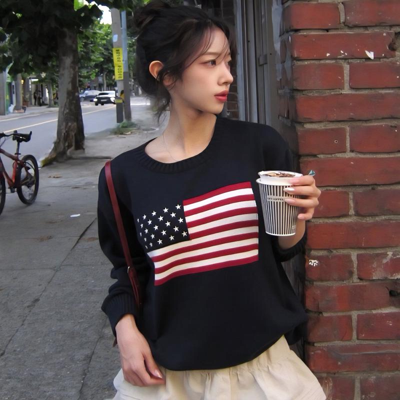 アメリカンフラッグインターシャプルオーバーニットWHKAF4T81U