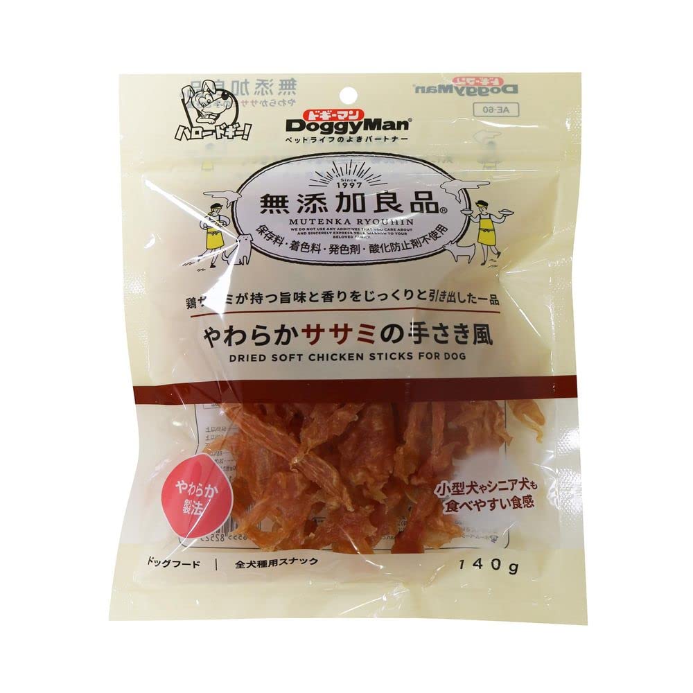 （まとめ買い）ドギーマン 無添加良品 やわらかササミの手さき風 140g 犬用おやつ 【×8】