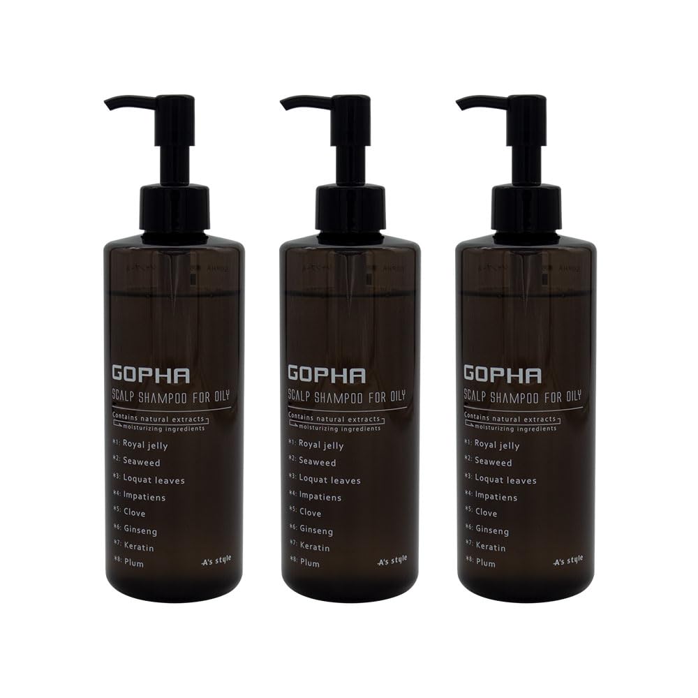 アズスタイル GOPHA(ゴーファ) 薬用シャンプー 医薬部外品 スカルプシャンプー 男性 女性 美容室 頭皮ケア 痒み ニキビ オイリーな頭皮に アミノ酸系 シャンプー (280ｍL×3（840mL