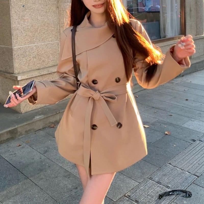 金色の気質カジュアルウエストウインドブレーカージャケットレディース2025多用途ブレスト通勤トップ 4,552円