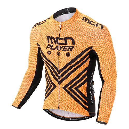 MCNSPORTS オレンジフレックス長袖春秋サイクリングジャージ