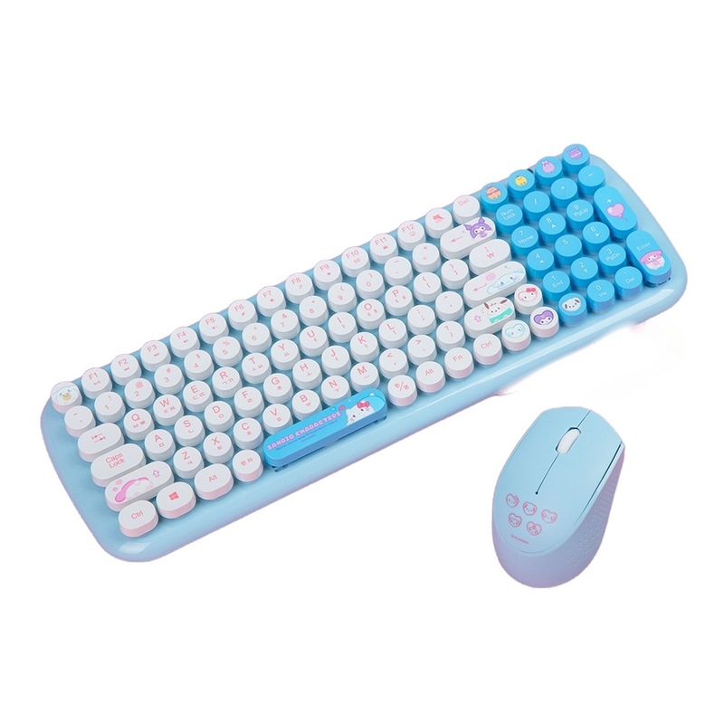 サンリオレトロワイヤレスキーボードマウスセットポチャコシナモロールハローキティかわいいキャラクターキーキャップ