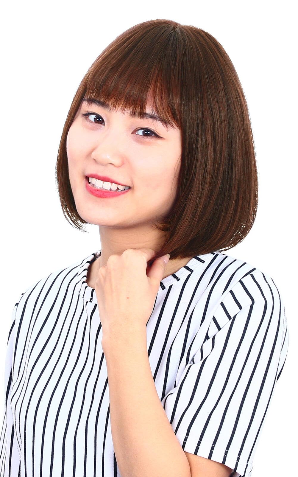 YOYO ウィッグ 人毛100％ 女性用 自然 フルウィッグ リアル 分け目 女の子 小顔効果 ボブかつら レディース オールウィッグ 医療かつら 円型脱毛症 薄毛用 ウイッグ (栗色 30cm)