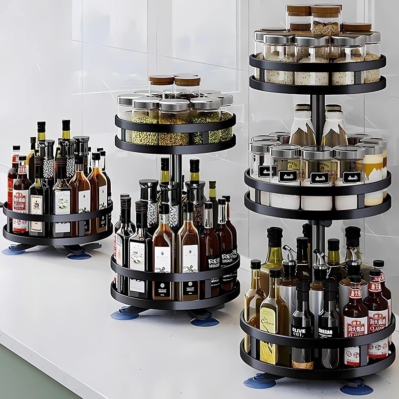 [即納]いまだけの超SALE！ 家庭用調味料 調味料収納ボックス 醤油ボトル 塩 多機能 キッチンカウンタートップ 回転式調味料ラック 品質良い!