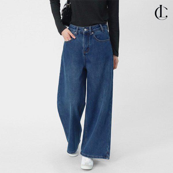 女性冬ベーシック毛糸起毛ジーンズワイド保温オーバーフィットデニムパンツLPP048