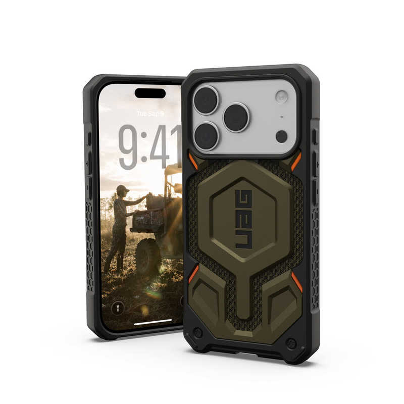 UAG　iPhone 17 Pro用 MagSafe対応 MONARCH PRO KEVLAR(ケブラーエレメントグリーン)　UAG-IPH25MA-PMS-KG