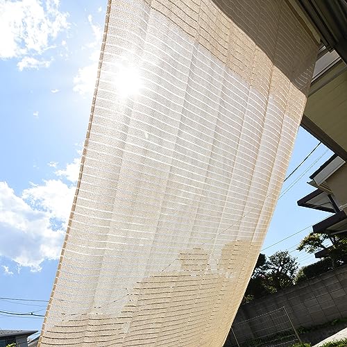 山善 日よけシェード 200×300 水洗い可能 ハトメ8箇所 UVカット率約70% 取付ロープ3m×2本入り 節電 省エネ ベランダ 紫外線カット 防水 涼風 アイボリー BRGS-2030