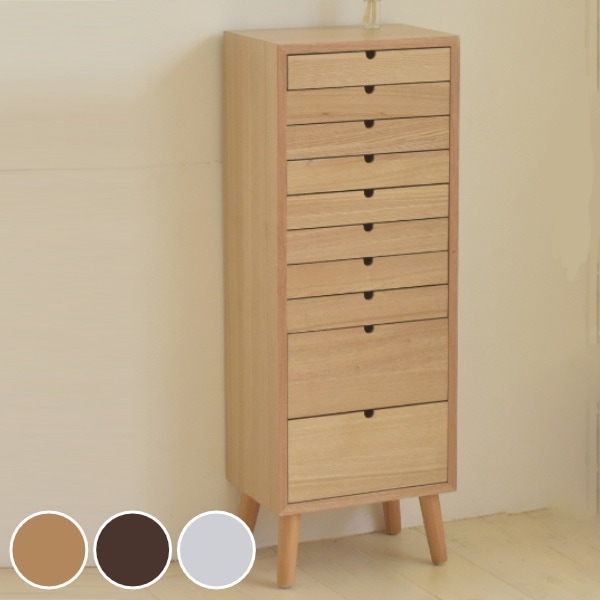 多段チェスト 10段 北欧風 タモ突板仕上 リビングチェスト 幅36cm チェスト 収納 サイドチェスト リビング収納 収納チェスト 木製 木目 タモ 北欧 ナチュラル シンプル 引出 引出し