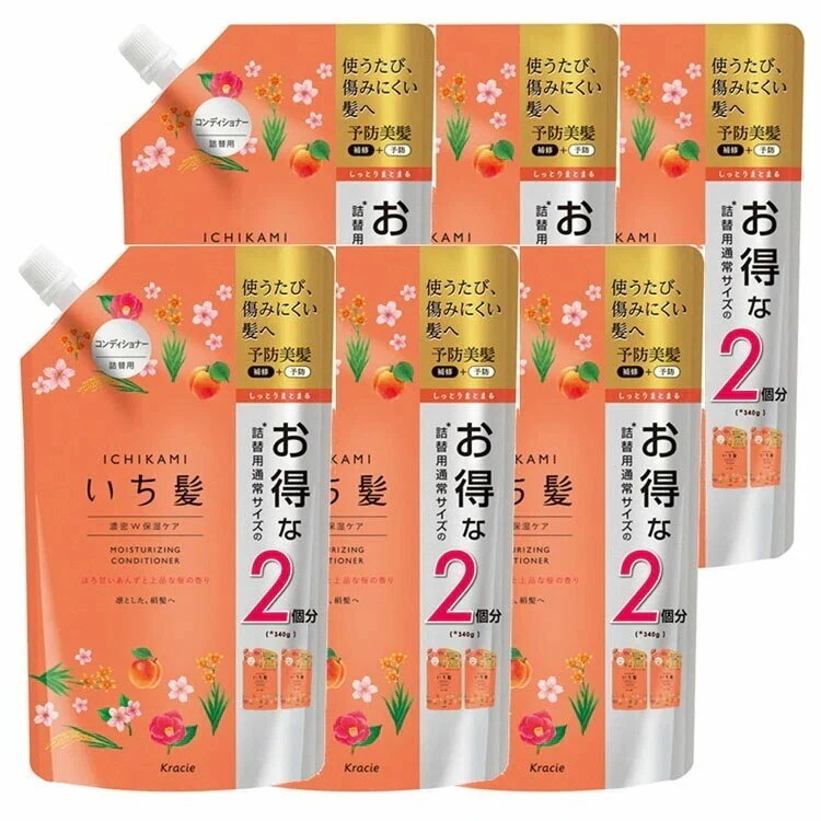 ［6個セット］いち髪 濃密W保湿ケアCD詰替2回分 680g (D)