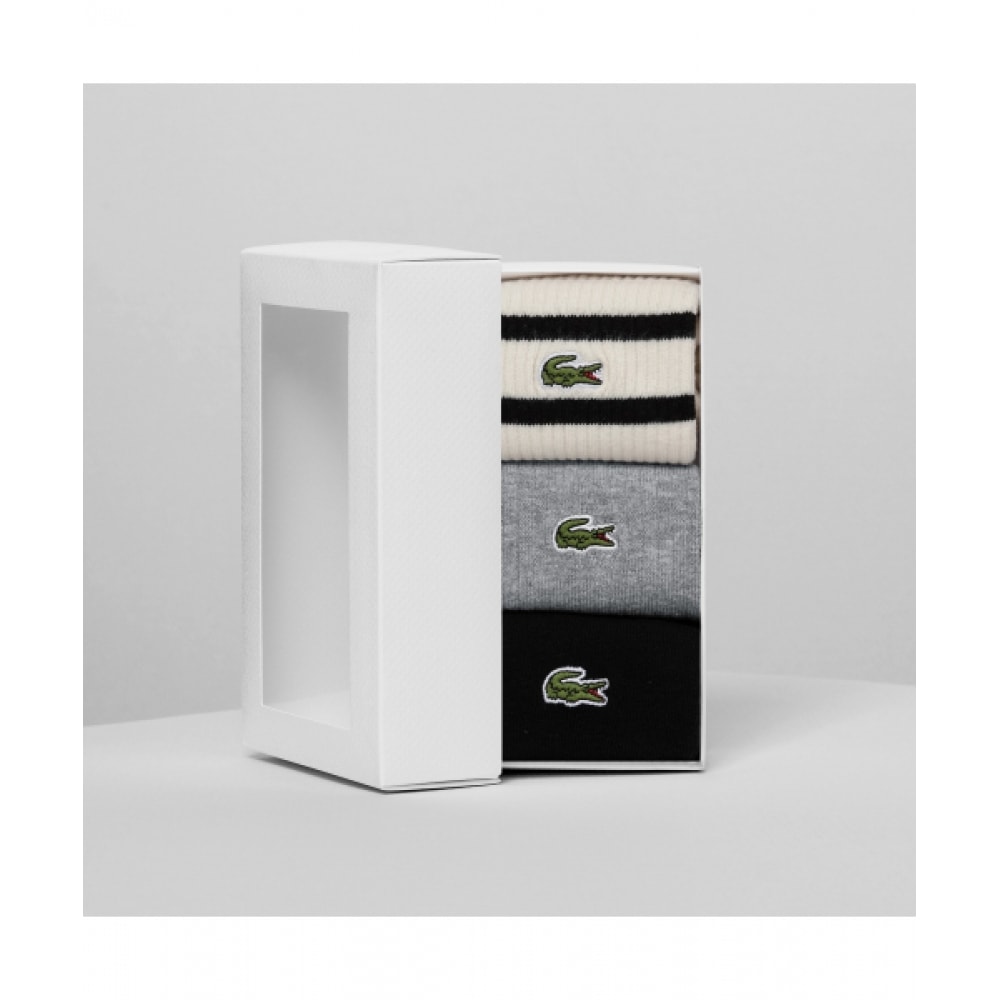 LACOSTE メンズカジュアルバンドルソックス [メランジグレー]