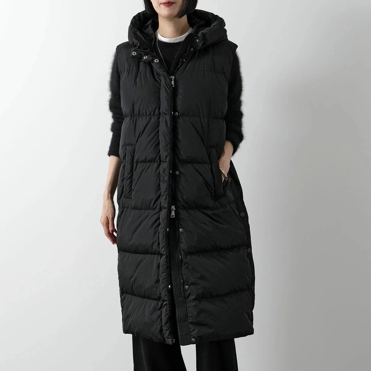 WEEKEND MAX MARA ウィークエンド マックスマーラ ダウンベスト ZIMINO ジミノ レディース ジレ フード付き ロング丈 ナイロン 004