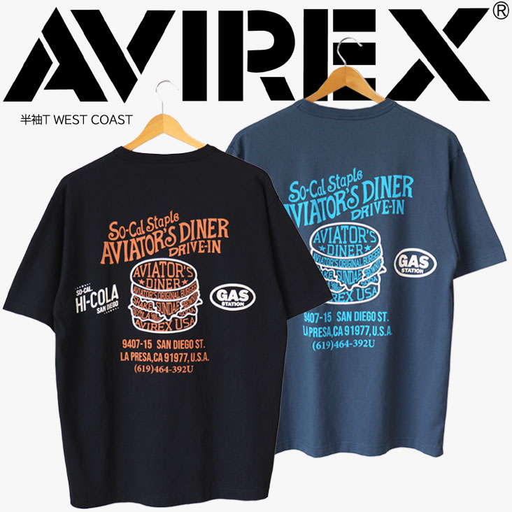 AVIREX アヴィレックス 半袖Ｔ WEST COAST 西海岸 ウエストコースト プリント 染み込みプリント デザイン Tシャツ 783-3134059