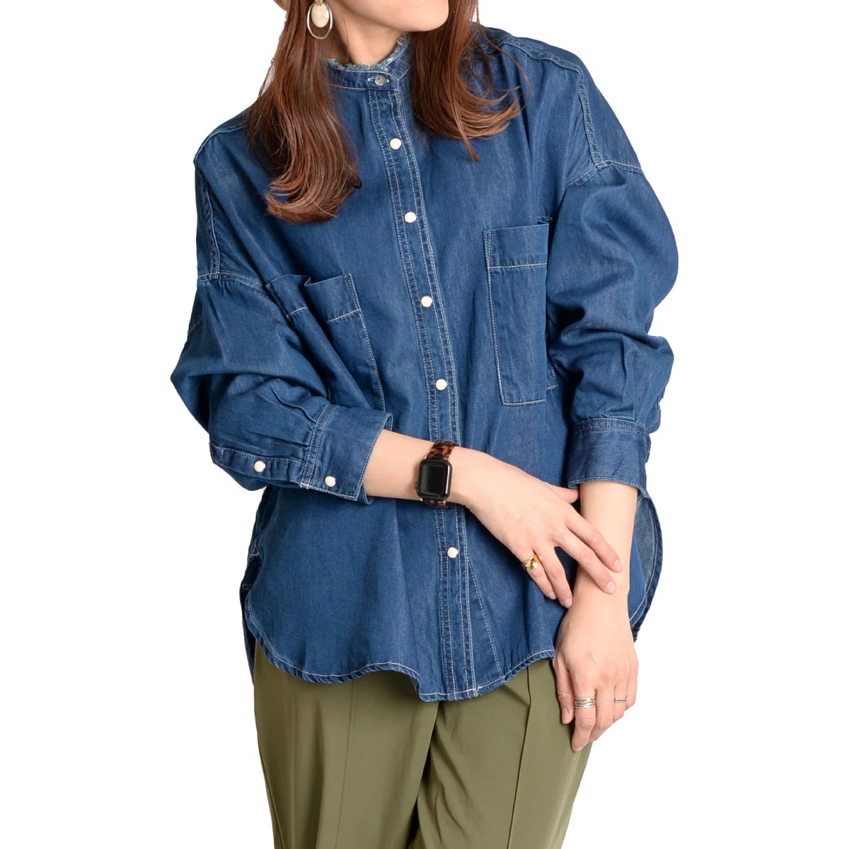 デニム シャツ レディース トップス ジャケット 長袖 羽織 デニムジャケット 思わず手に取るデニムビッグシャツ ライトアウター 大きいサイズ デニムシャツ 綿混 春服 ハンチ hunch HUNC