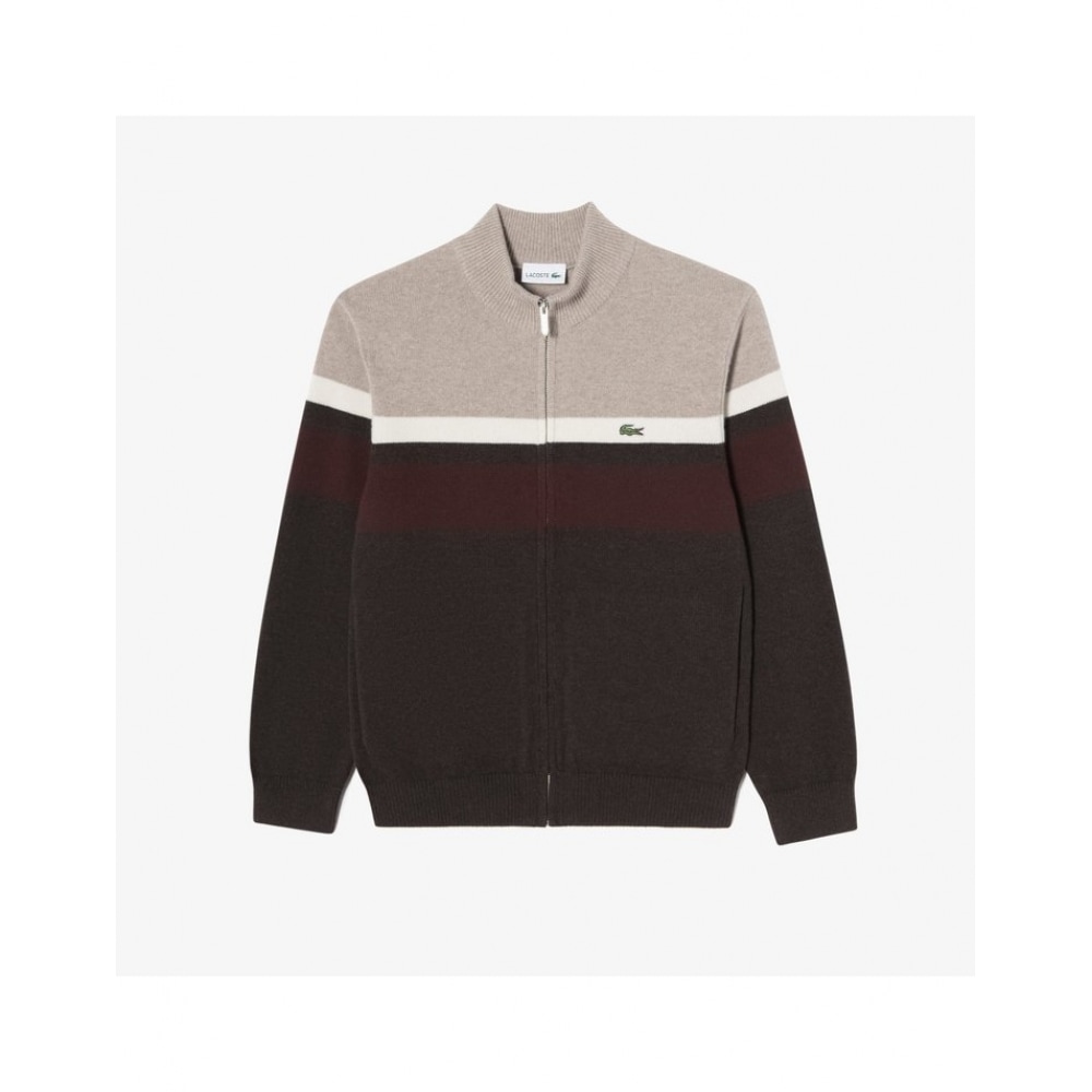ラコステメンズハイネックカラーブロックカーディガン AH701E-54N SHI