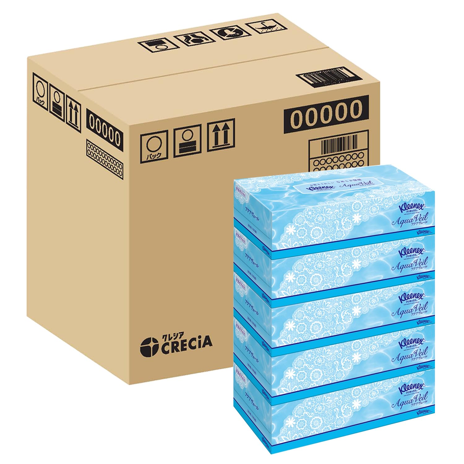 クリネックス 【ハーフケース品】 ティシュー アクアヴェール 360枚(180組) 5箱 ×4パック入り