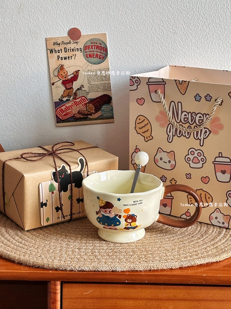 かわいいカートゥーンセラミックマグカップ癒やし系カップ彼女への誕生日プレゼントカップルカップお土産