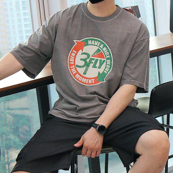 WWF メンズ ビッグサイズ 3プライ顔料半袖Tシャツ