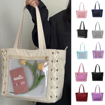 Qoo10] 痛バッグ 透明ポケッ レディース 大容量