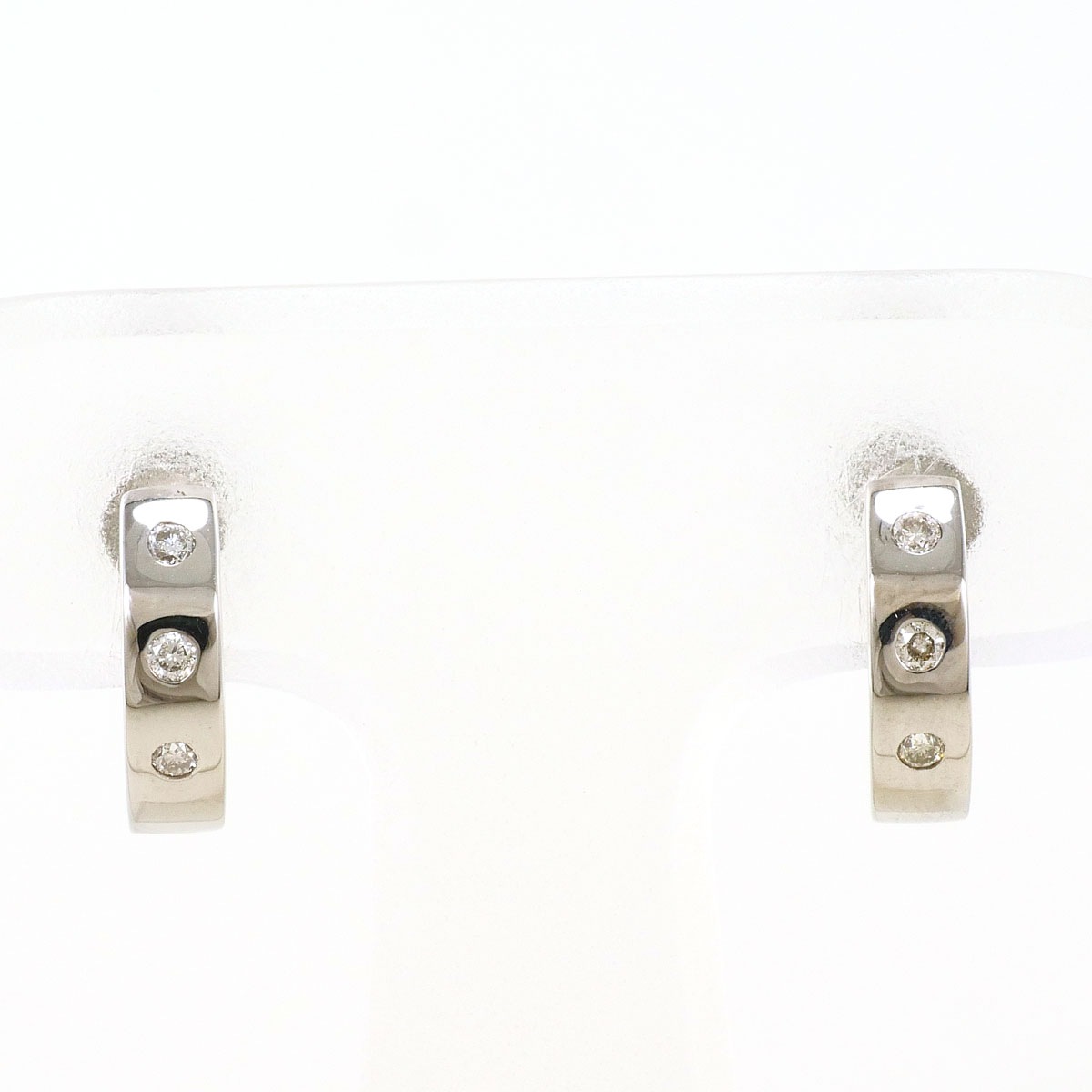 K18 18金 WG ホワイトゴールド イヤリング ダイヤモンド 0.04ct 総重量約2.4g ジュエリー 中古