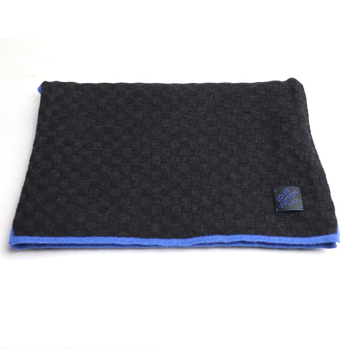 LOUIS VUITTON ルイ・ヴィトン エシャルプ・エッジ マフラー ブラック ブルー M70528 MY0137 メンズ 中古 21,978円