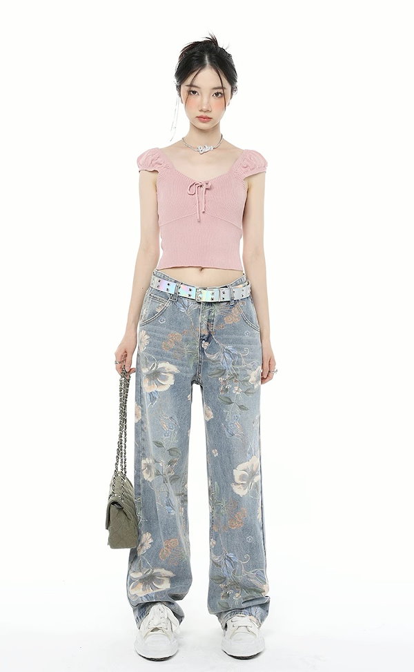 Molly Goddard フラワープリント ストレートデニム デニムパンツ | Molly Goddard (Women)/モリー ゴダード | 三越