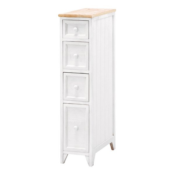 フレンチカントリースリムチェスト ホワイト 幅20×奥行40×高さ85cm MCH-5280NAW