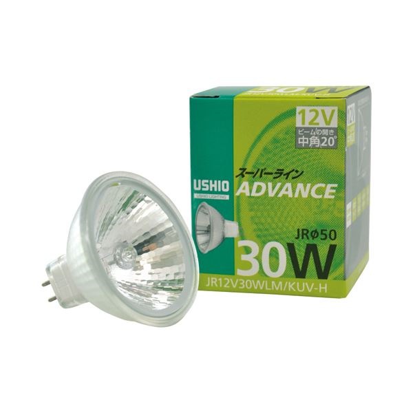 （まとめ） ウシオライティング ハロゲンランプ スーパーラインアドバンス 30W 中角 GU5.3口金 ミラー付 JR12V30WLM／KUV-H 1個 5セット
