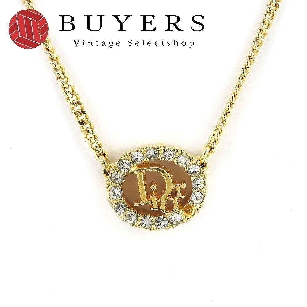 中古 ネックレス メタル ゴールド メッキ ラインストーン アクセサリー レディース 女性