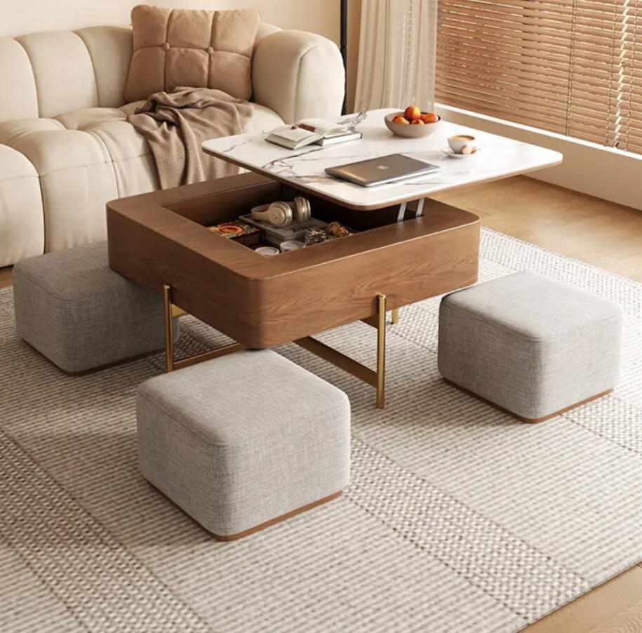 ライトラグジュアリーロックパネルリフティングティーテーブルモダンシンプルモダンでミニマリストリビングスペーススクエア収納コーヒーテーブル