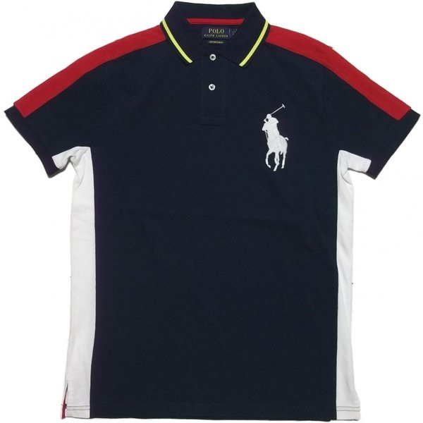 半袖 ビッグポニー 鹿の子 ポロシャツ ネイビー PR2-1162