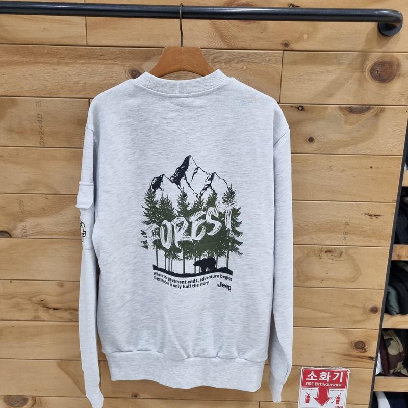 ユニセックス背抜きグラフィックマンツーマンTシャツ JQ1TSU834MW