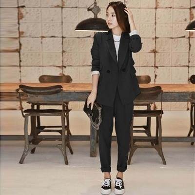 ダブルジャケット テーパードパンツ パンツスーツ セットアップ アンクル丈 袖あり 長袖 Vネック 襟付き ストレート ポケット 前開き 上下セット 2点セット ツーピース 大人可愛い きれいめ シン