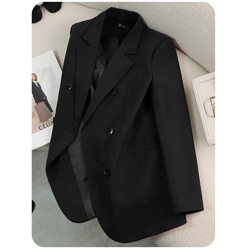 スーツジャケット 米白色 春秋 高級感 韓国風 女性 エレガント ファッション