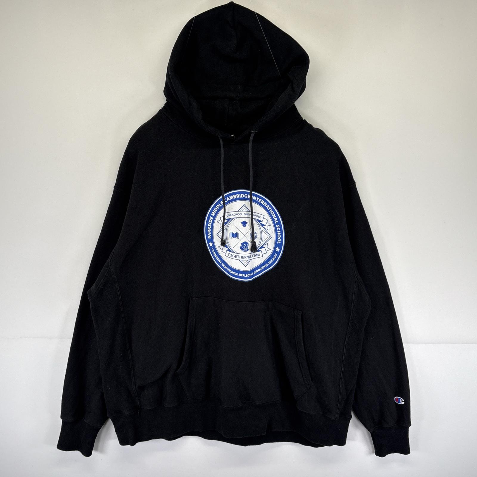 古着 パーカー リバースウィーブ スウェット プリントデザイン バックプリント XXL ブラック メンズ 4,950円