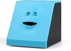 ダイナミックな顔の形の貯金箱電気誘導ユーモラスで面白い （青）