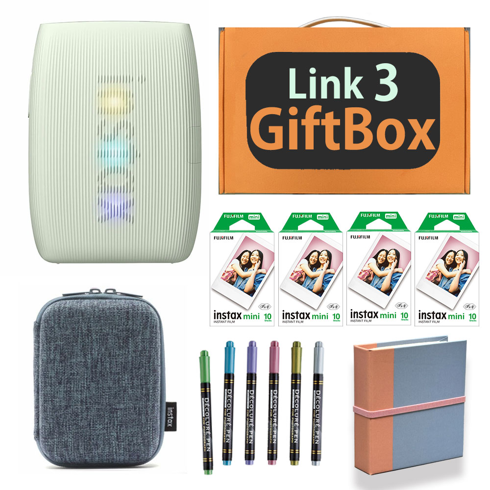 【ギフト チェキB】富士フィルム（フジフィルム）チェキ スマートフォン用プリンター instax mini Link3 グリーン ケース付きギフトBOXセット