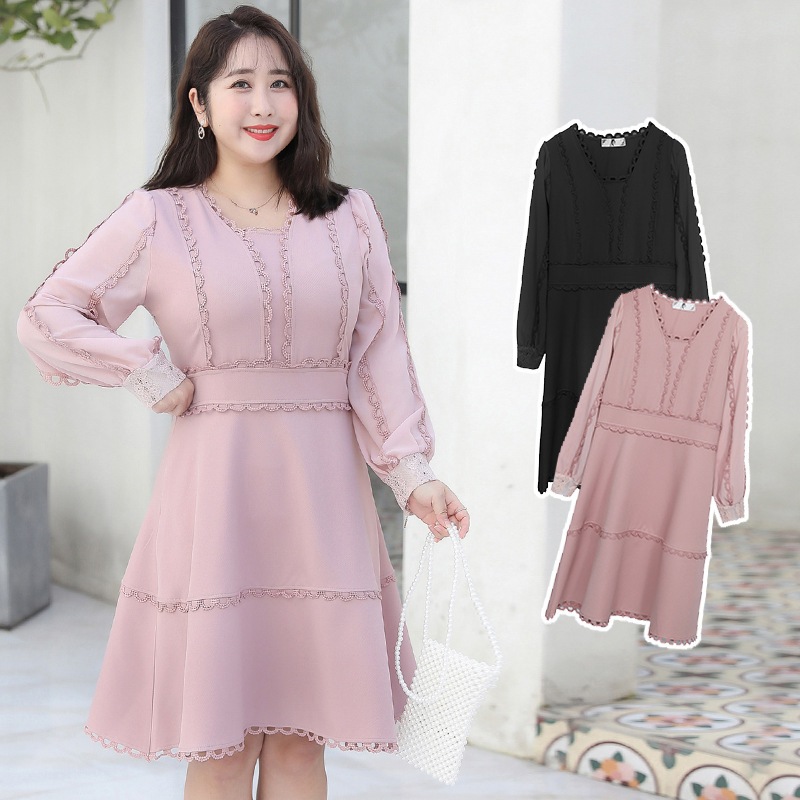 XL-4XL秋冬/大きいサイズ/韓国 ワンピース/ドレス ロングスカート/通勤/レディースファション 通勤 オフィス 大きいサイズ 無地 カジュアル ゆったり 5L 4L 3L 2L