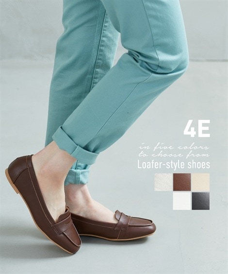 ローファー ゆったり幅広 選べるカラーローファー調シューズ ワイズ４Ｅ