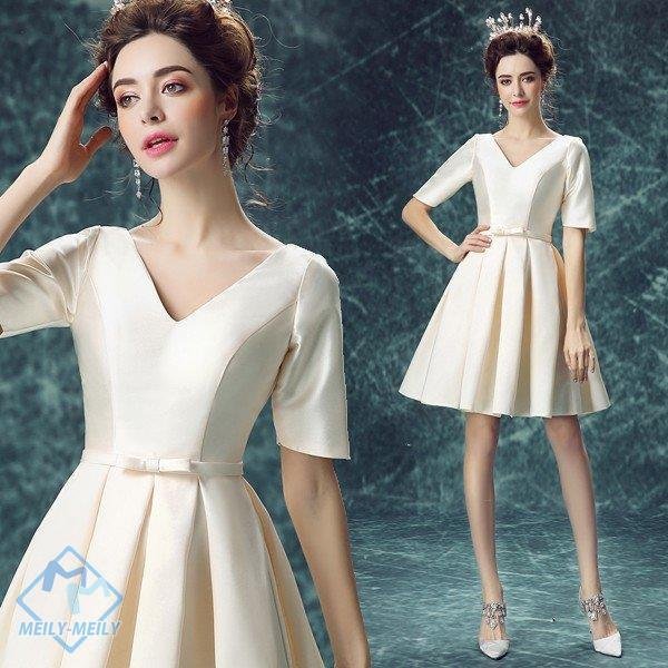 カラーミニドレス 半袖 コンサート 発表会 花嫁 ミニドレス 安い 二次会 ミニドレス 結婚式 パー