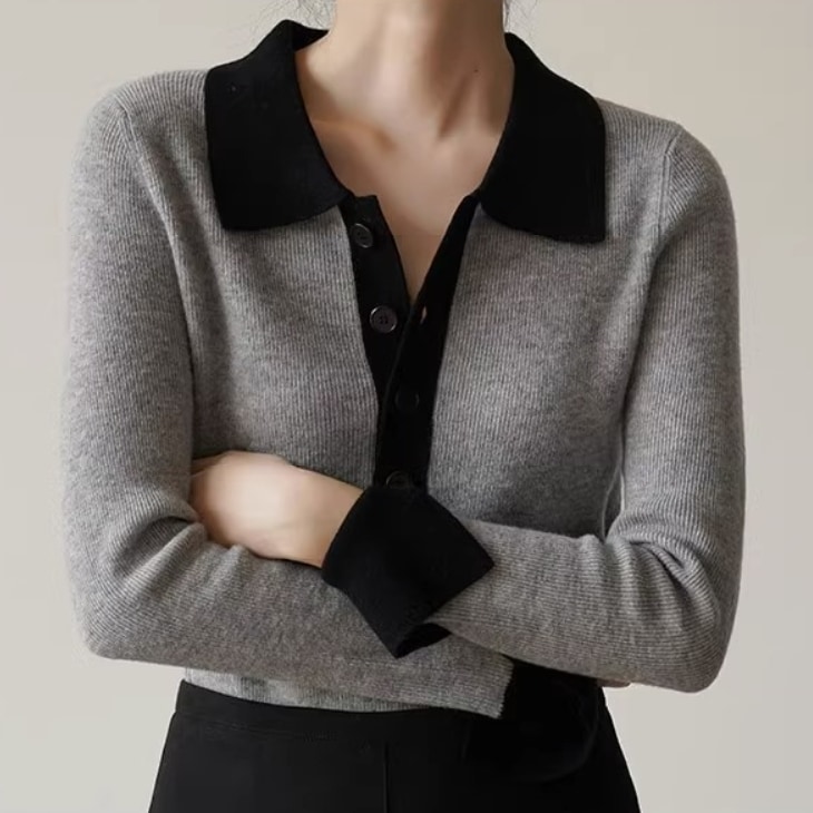 レディース トップス ニット 長袖 襟付き ポロカラー スリム 細身 スマート 伸縮性 ボタン かわいい 大人可愛い きれいめ シンプル カジュアル 上品 おしゃれ かっこいい レトロ こなれ感 ラフ 5,702円