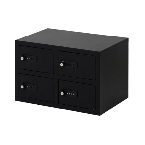Netforce NSAFE-22-W-BK ブラック 貴重品ロッカー 2列2段 4人用 ダイヤル錠 (幅400mm) メーカー直送
